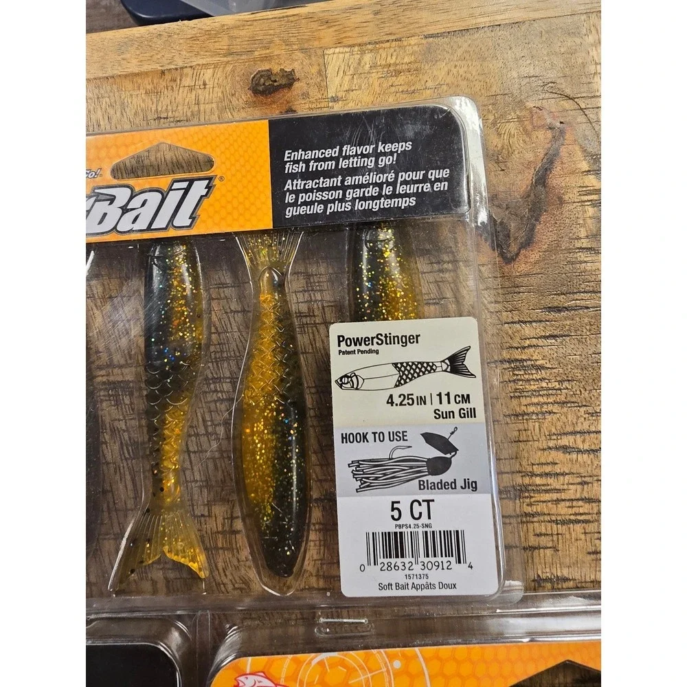 Berkley PowerBait PowerStinger 4.25 Soft Bait Lure 3 Pack Sun Gill Green Pumpkin